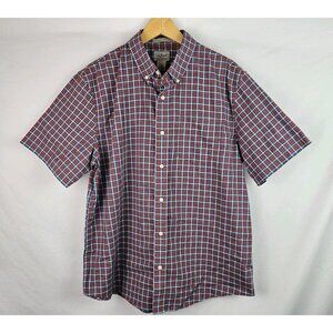 L.L. Bean Mens Shirt Size Large Red Plaid Short Sleeve Button Down Top